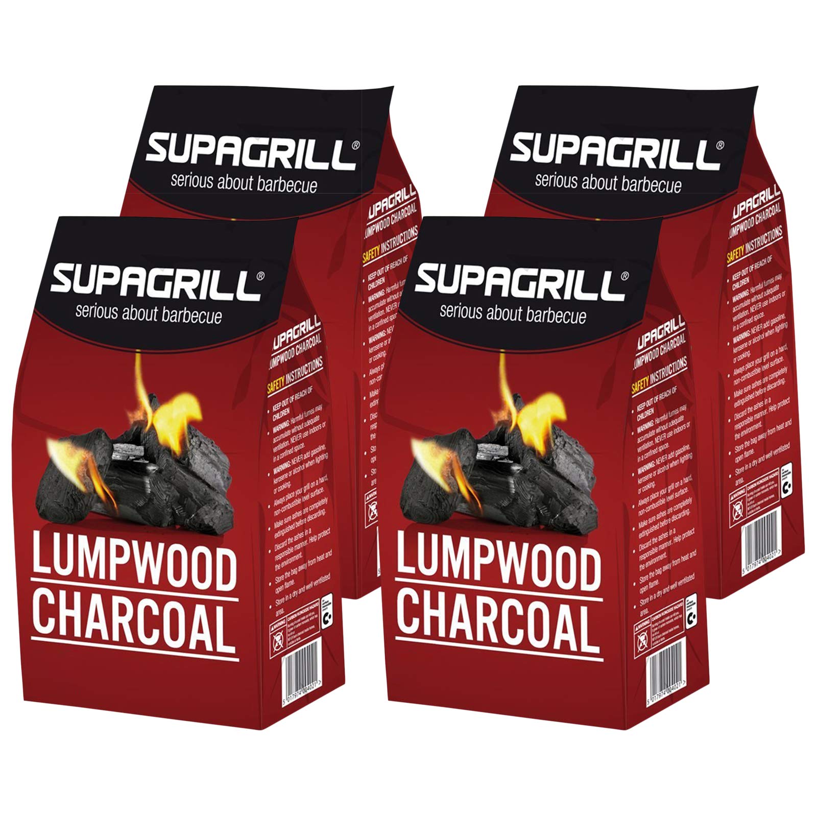 SUPAGRILL BBQ LUMPWOOD CHARCOAL 4kg - MEDIUM (PACK OF 4)