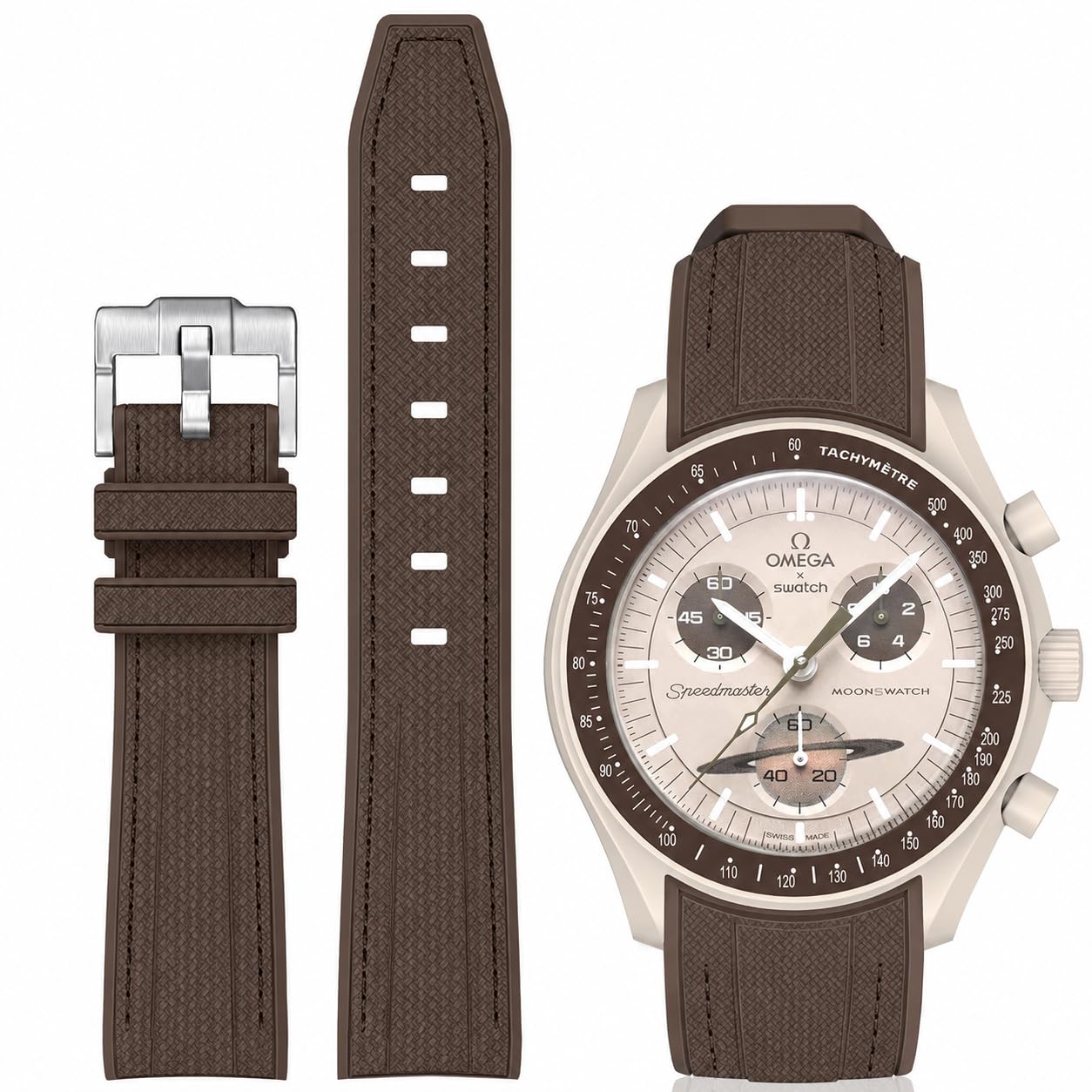 BONACE Bands for Moonswatch Watch,Curved SIlicone Strap Compatible with Omega X Swatch 20mm Watch,Swatch Omega Moonswatch Speedmaster Replacement No Gap Strap Men Women