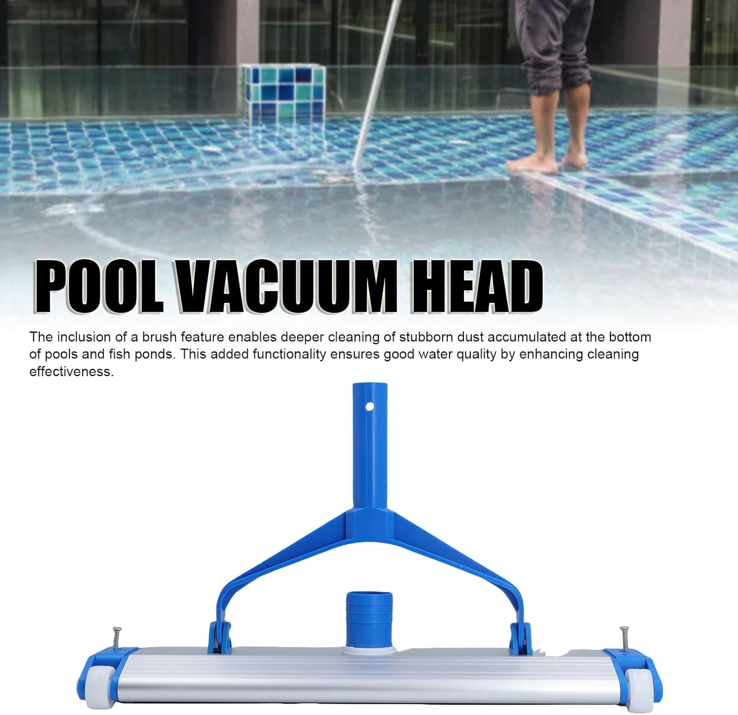 Yunir Sturdy Pool Vacuum Head Aluminum Base 45cm Width for Effective Pool Compatible with Various Pools