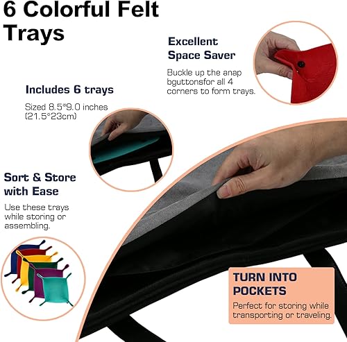 Miniatura 3 de Tablero de rompecabezas de 1500 piezas, tablero de rompecabezas portátil, tapete de rompecabezas con 1 bolsa de asa, 2 bandejas de clasificación y 6