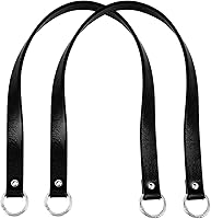PHPandaHall 2pcs 22.4 Inch Black Leather Replacement Handbag Straps with Spring Rings - Durable DIY Purse Handles