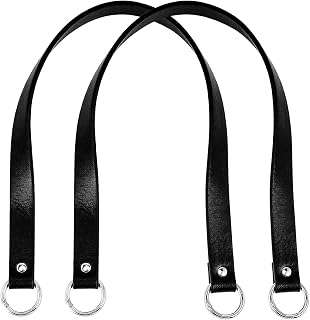 PHPandaHall 2pcs 22.4 Inch Black Leather Replacement Handbag Straps with Spring Rings - Durable DIY Purse Handles