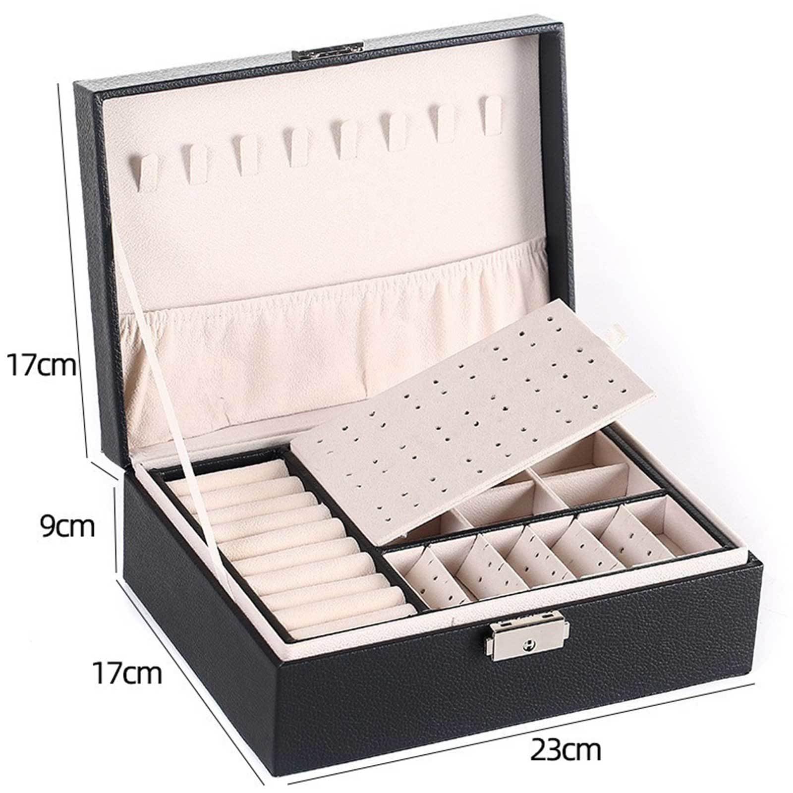 Pudełko na biżuterię, Leather Jewelry Box - 2-Layer Removable Tray & Dividers 9.06x6.69x3.54 Inches Multicolor