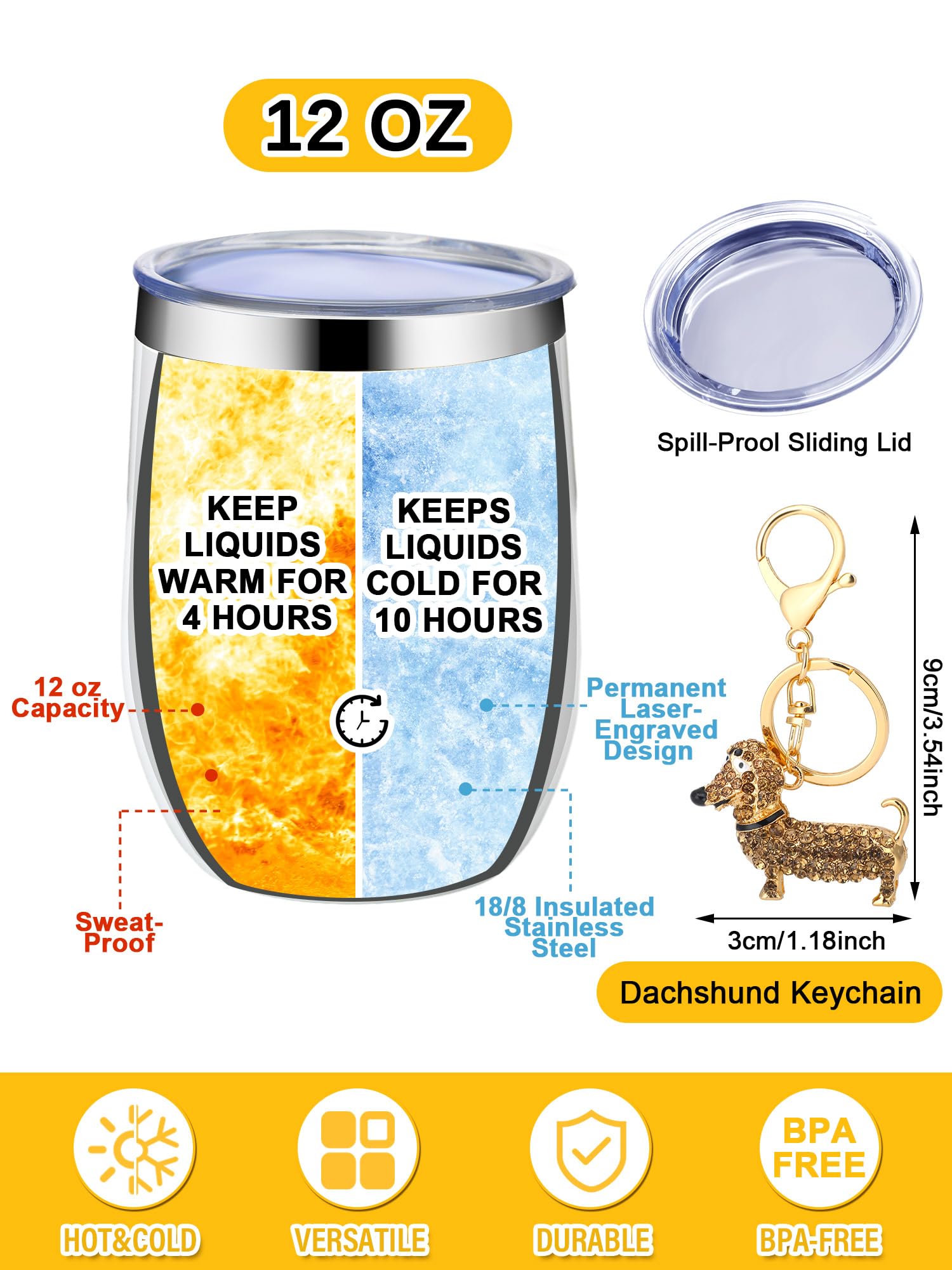 Abbylike Dachshund Gifts for Women Dachshund Tote Bag Cosmetic Bag Cup Keychain and Socks for Dog Lover Mom