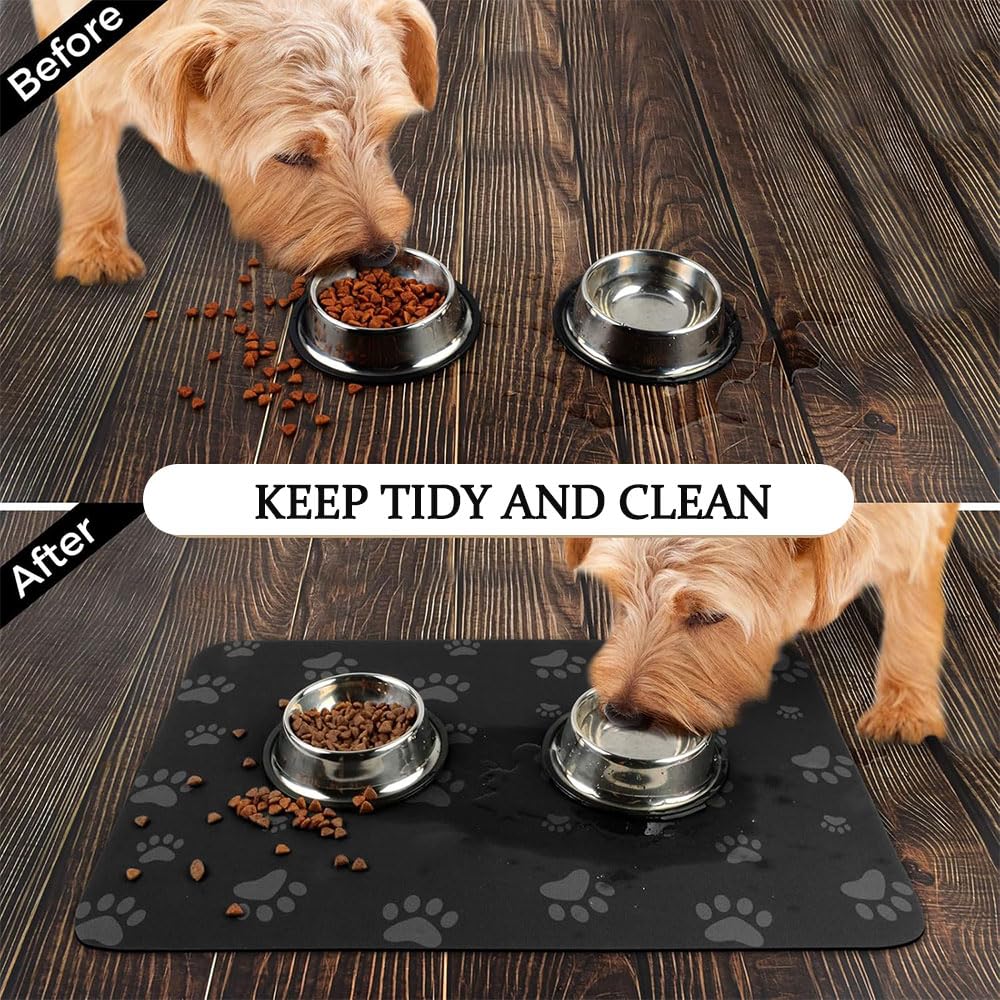 2 Tapis De Gamelle Pour Chat/chien 27 Cm - Silicone Antidérapant, Rebord Surélevé, Facile à Nettoyer