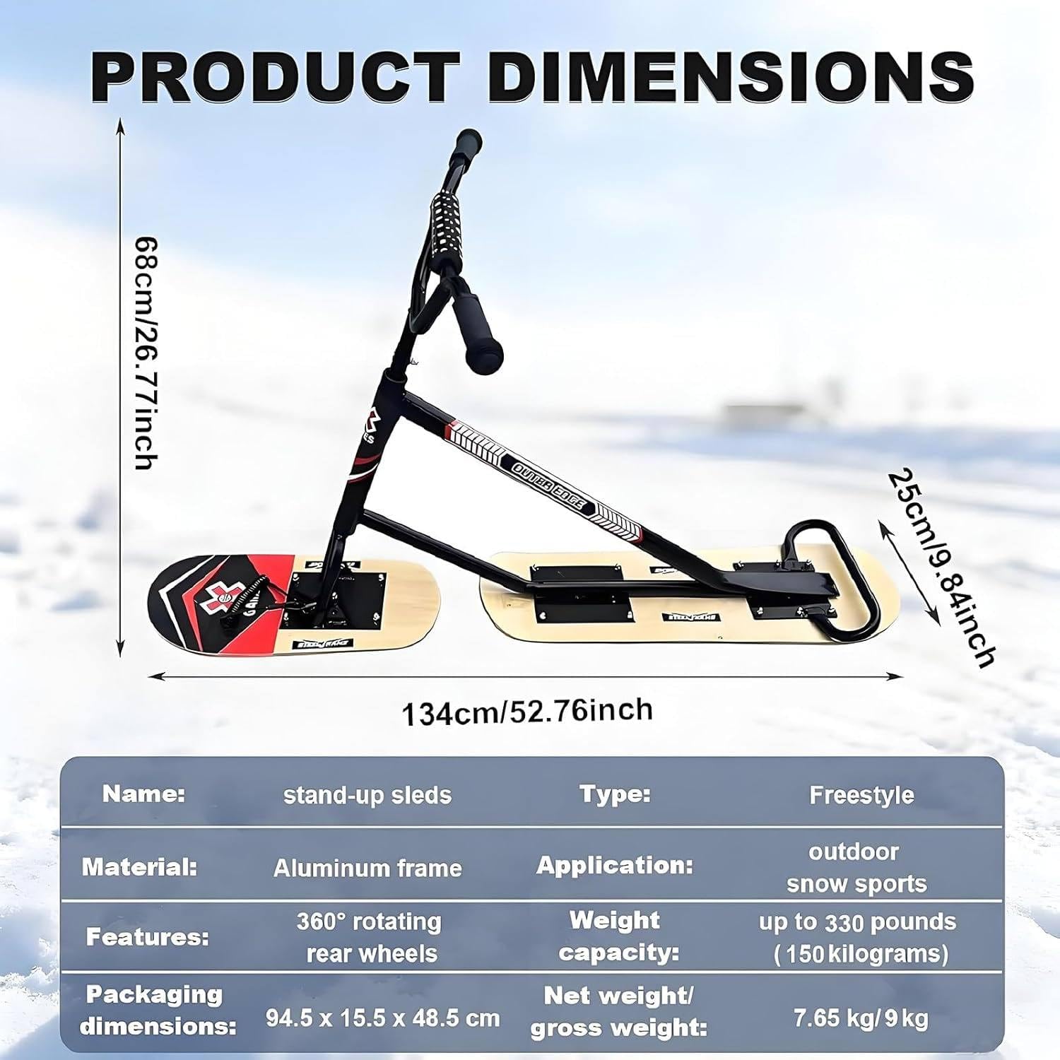 Winterspaß Mit Skiern, Schlittschuhen, Schneescooter, Ski-Scooter, Rodelschlitten Und Snowboard Mit Lenker, Vielseitig Einsetzbarem, Tragbarem Sandboard Und Snowskate. A
