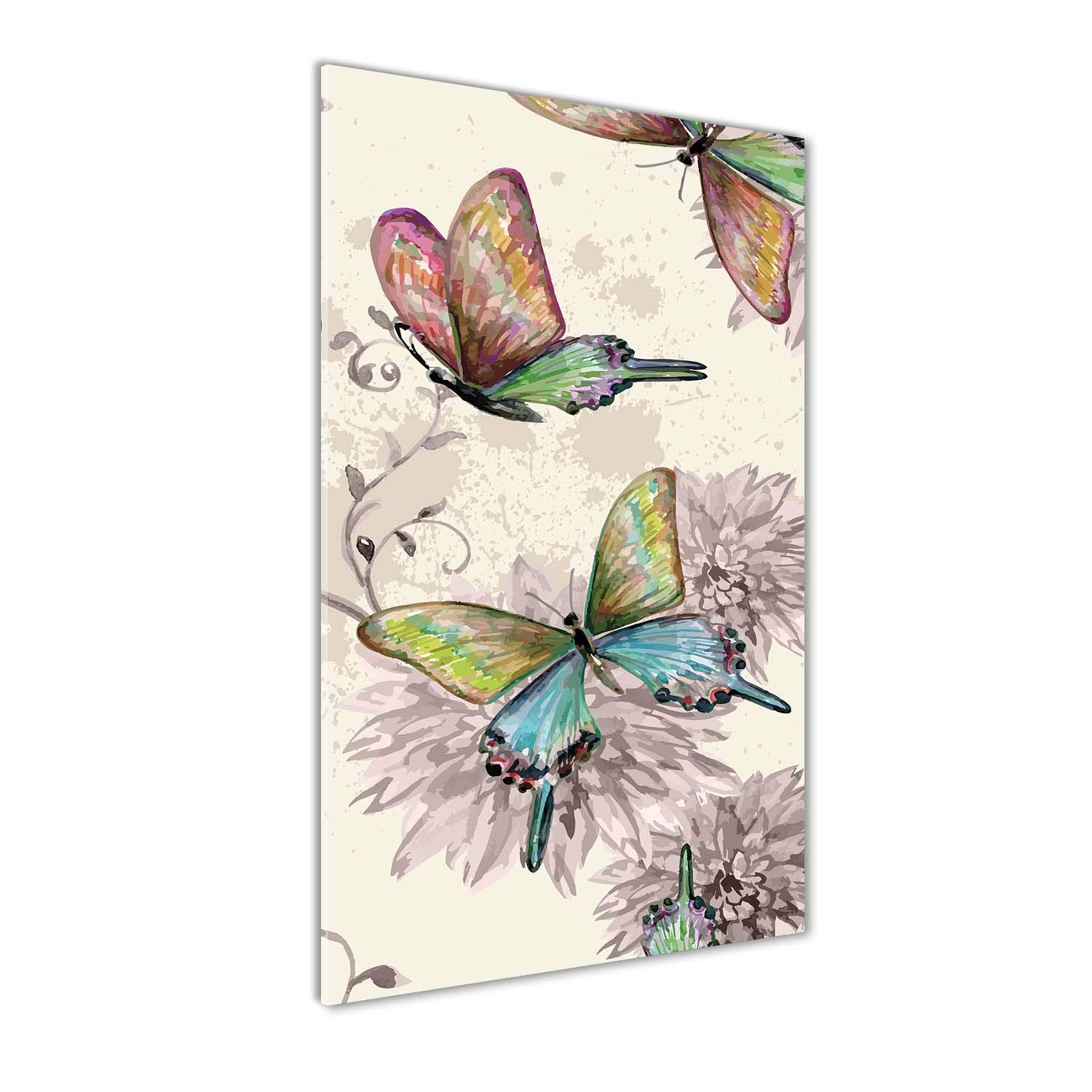 Tableaux pour la mur en verre acrylique Tulup 50x100 au design papillons brillants