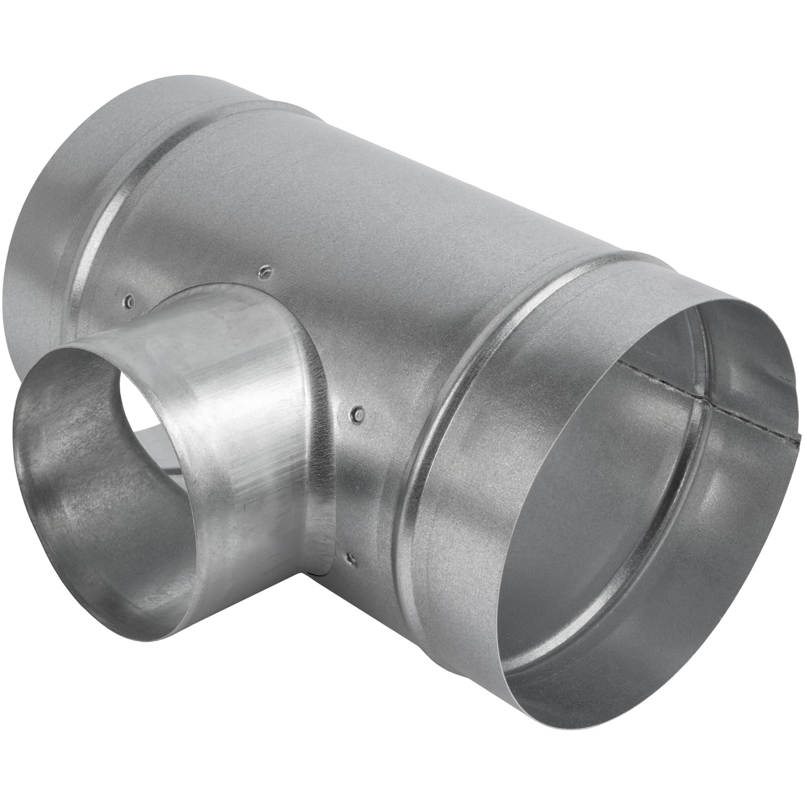 Divisor de conducto en forma de T de 90° de diámetro de 6 x 6 x 4 pulgadas - Adaptador de montaje de metal de 3 vías - Acero galvanizado - Conector de manguera de conducto redondo - para