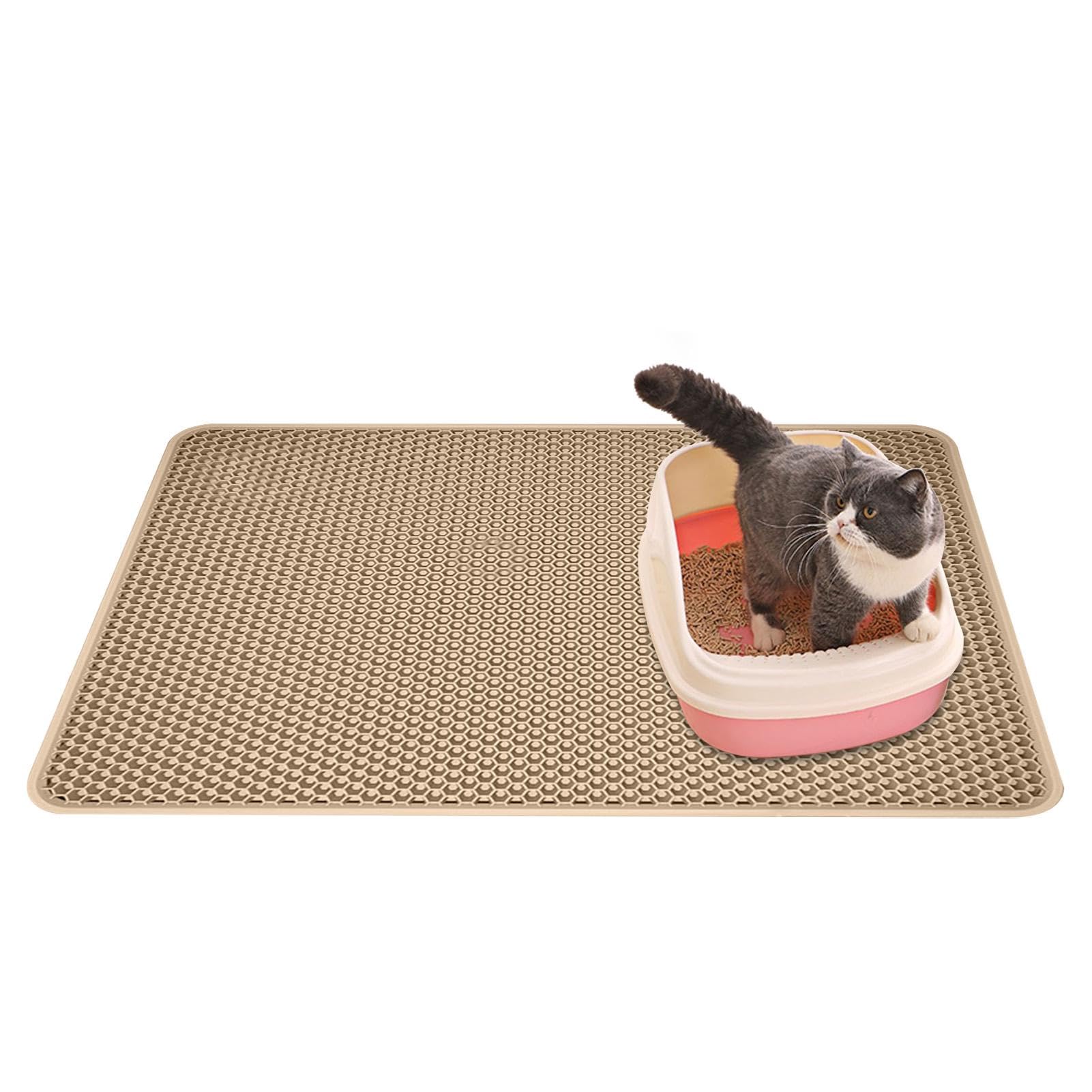 Tapis de litière pour chat - Tapis de litière pour chat - Double couche | Attrape-litière et attrape-tapis - Lavable - Attrape-litière et tapis pour les sols plus propres