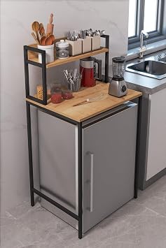 Mini Buzdolabı Üstü Düzenleyici Fırın Üstü Raf Buzdolabı Organizer Raflı Çamaşır Makinası Organizer siyah