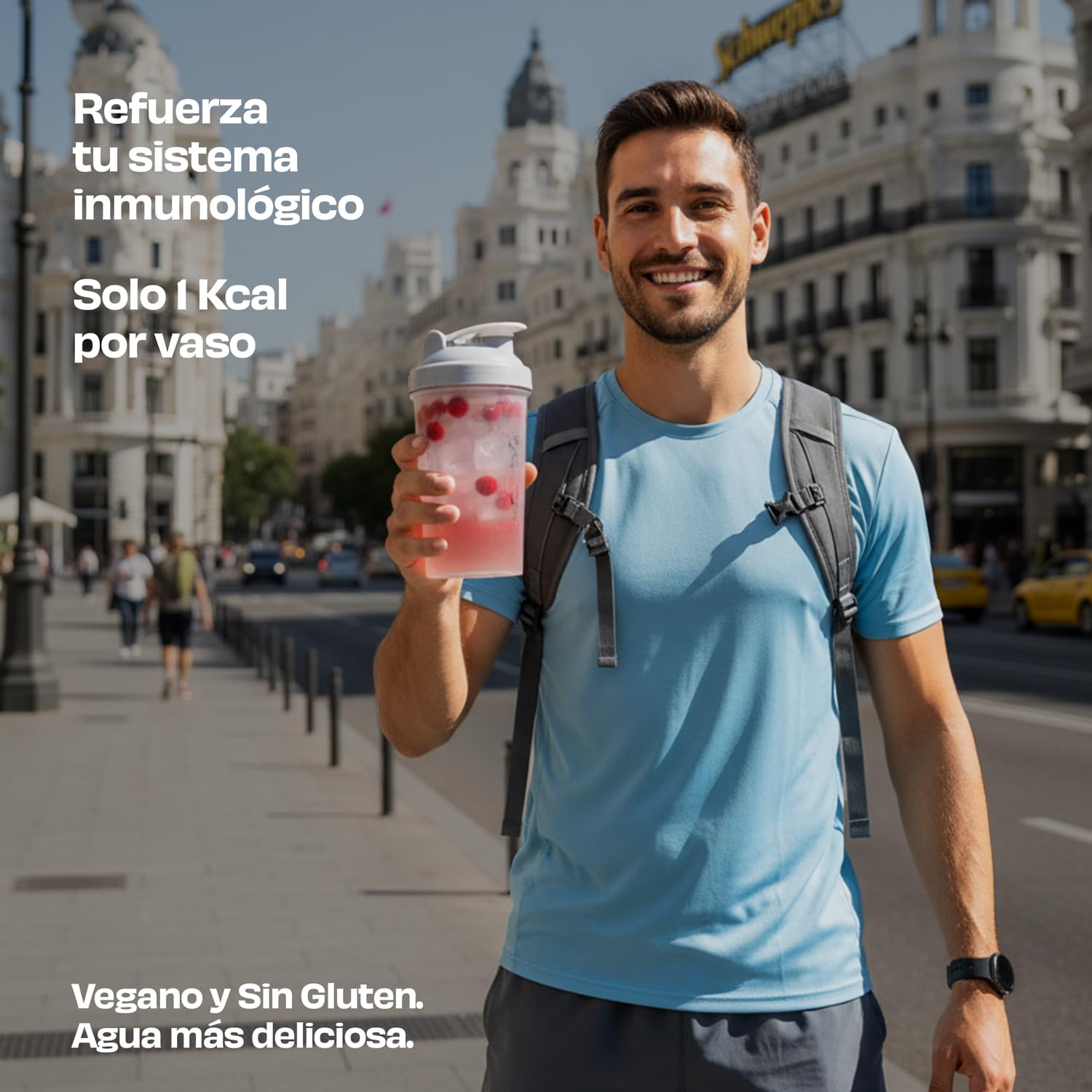 JustLoading saborizante de agua sin azúcares añadidos sabor frutos rojos - Monodosis = 1 litro de bebida - Sólo 1 kcal/vaso- Con Vitamina C - Sin gluten - Polvos para saborizar 56 l de agua (56x6g)