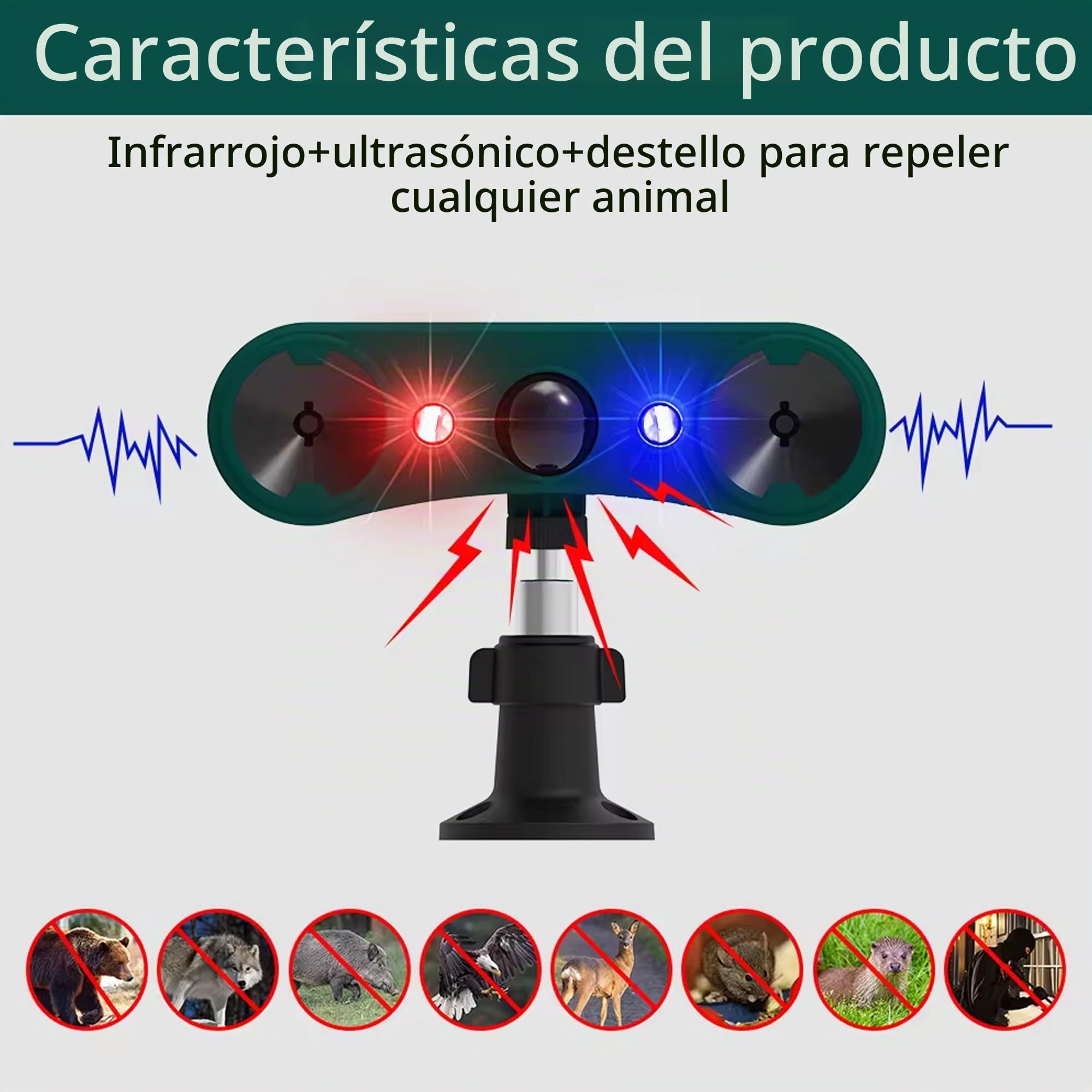 Alarma con Sensor de Movimiento Solar para Exteriores QXMH: Alarma de inducción infrarroja, 2 detectores de Movimiento para Exteriores con Sonido de 129 dB, luz roja/Azul