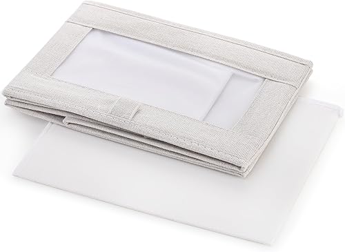 Miniatura 4 de Coloch Paquete de 6 contenedores de almacenamiento de lino con ventana transparente, caja de almacenamiento plegable para armario, organizador de