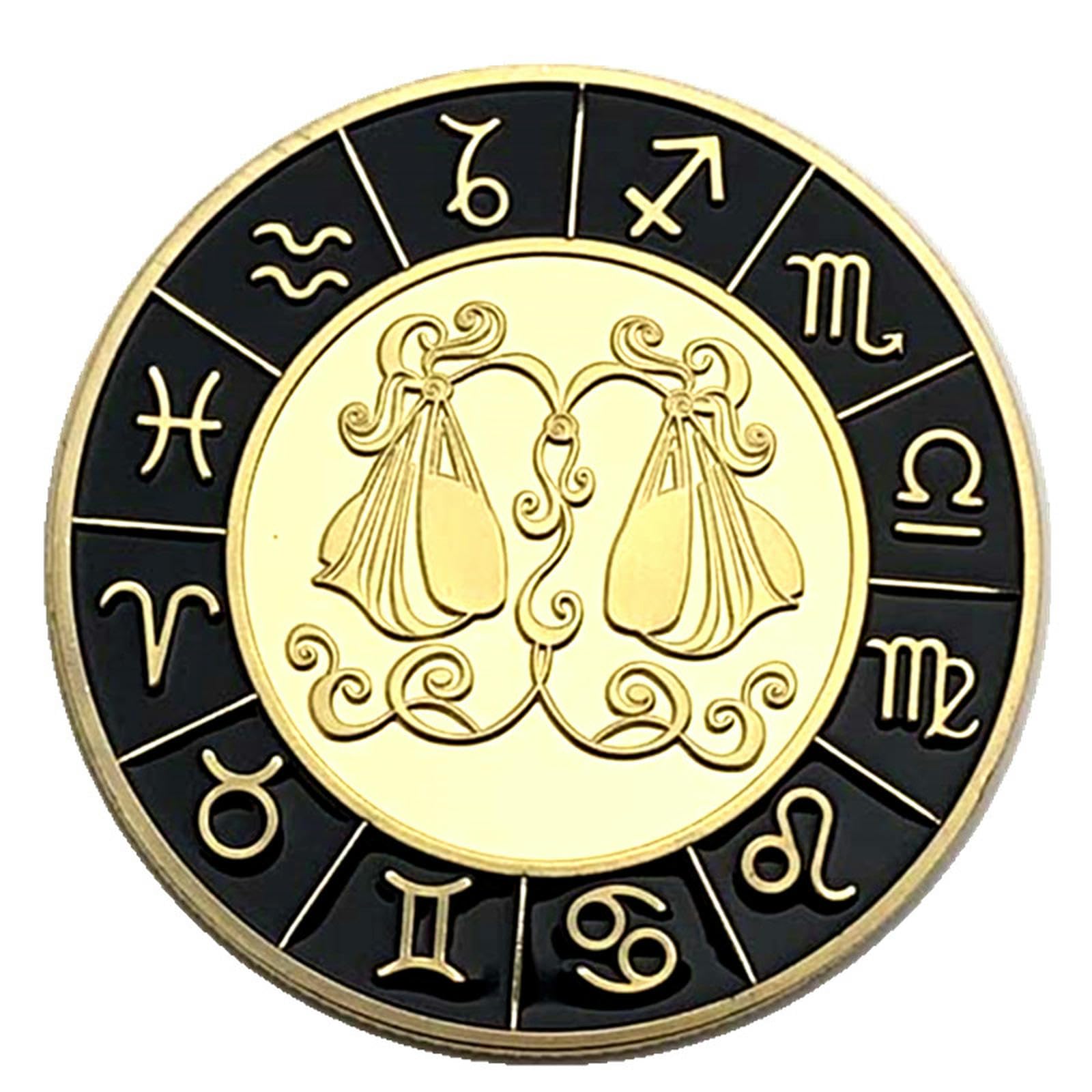Signos del Zodíaco Color Diamante Chapado en Oro Moneda Conmemorativa Colección de Artesanías de Monedas - 12 Piezas combinación