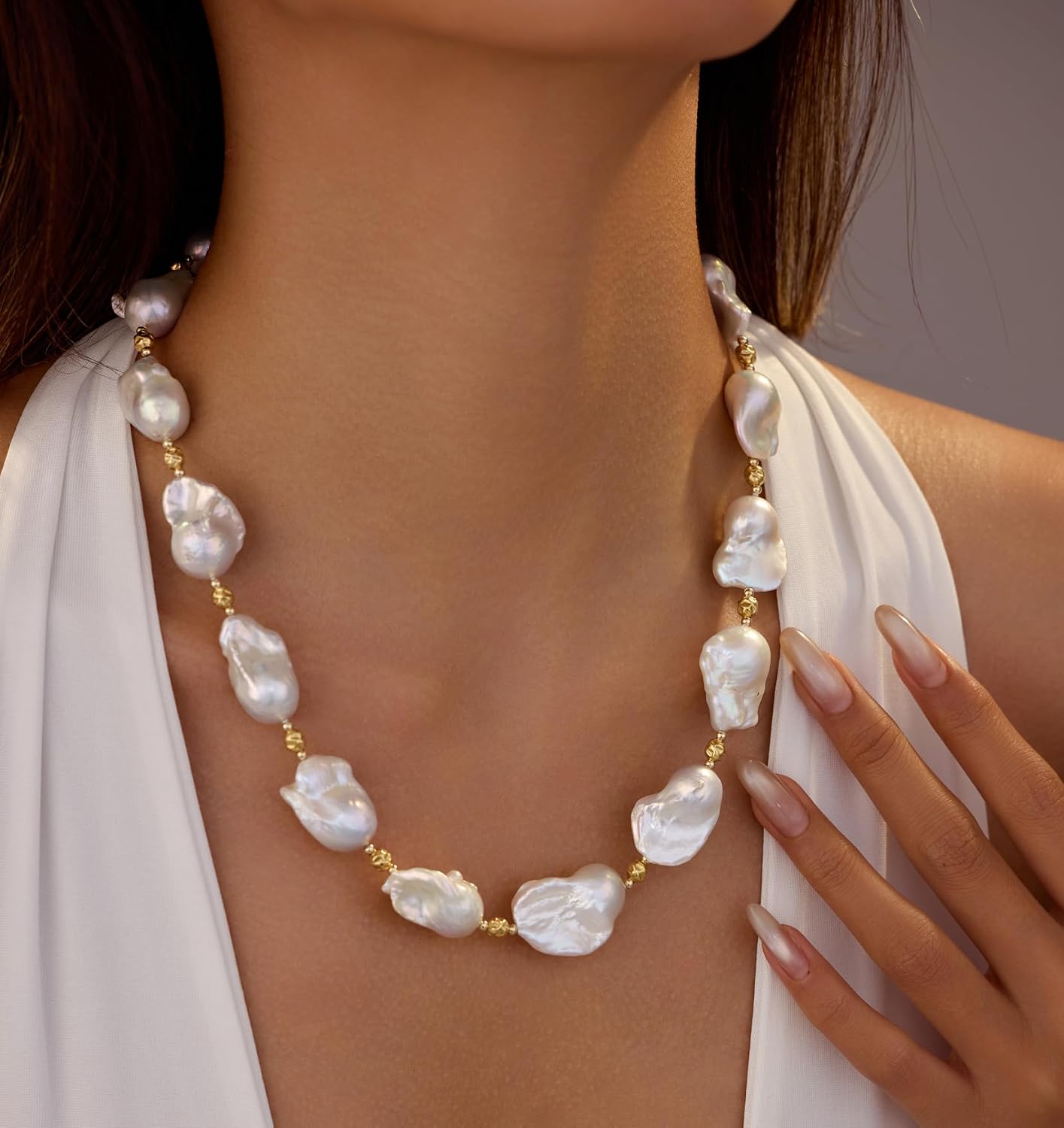 Genuine Cultured Freshwater Pearl Necklace; Pearl Necklaces for Women and Men; Baroque Pearl Necklace; Large Pearl Necklaces; Pearl Strand Necklace; Real Pearl Necklace