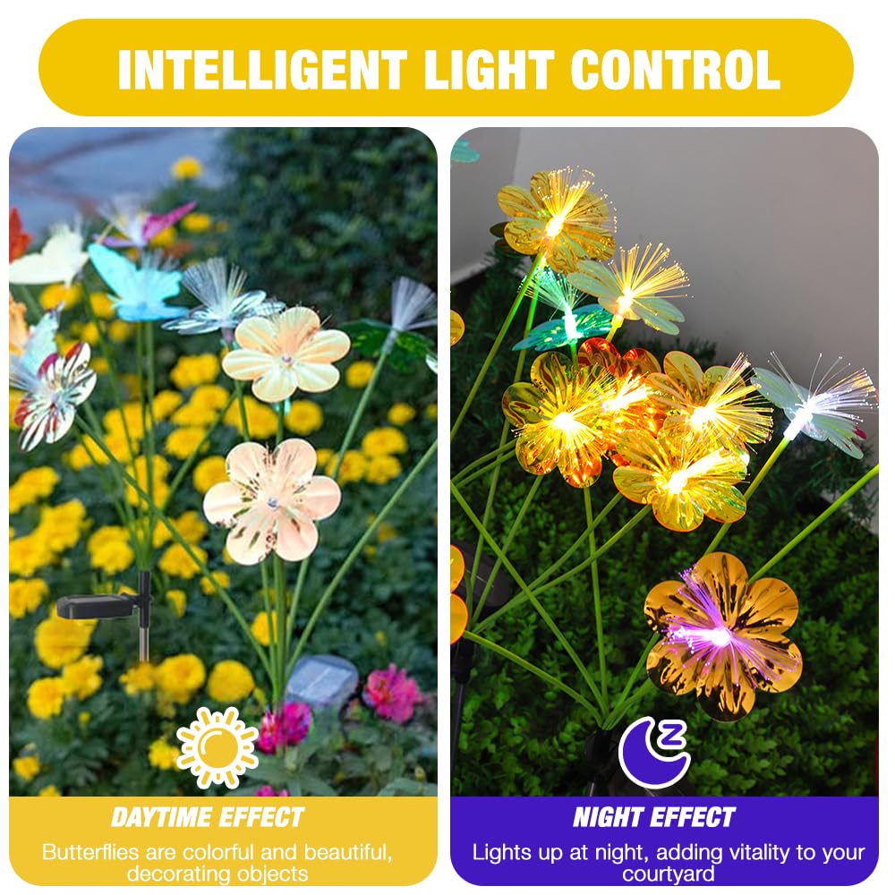 DAJASD Flower Solar Lights Outdoor Garden, 2 Pack 10 LED Color-Changing Swaying Flower Lights - Image 2