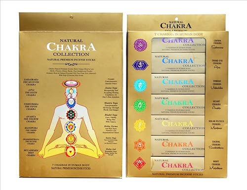 Juego de 7 varillas de incienso de chakras | Varillas de incienso naturales y de primera calidad para cuerpo humano | 7 paquetes de 15 varillas cada