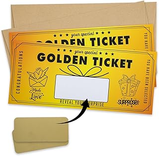 2 PCS Golden Ticket Scratch Card Reveal, Golden Ticket Scrat