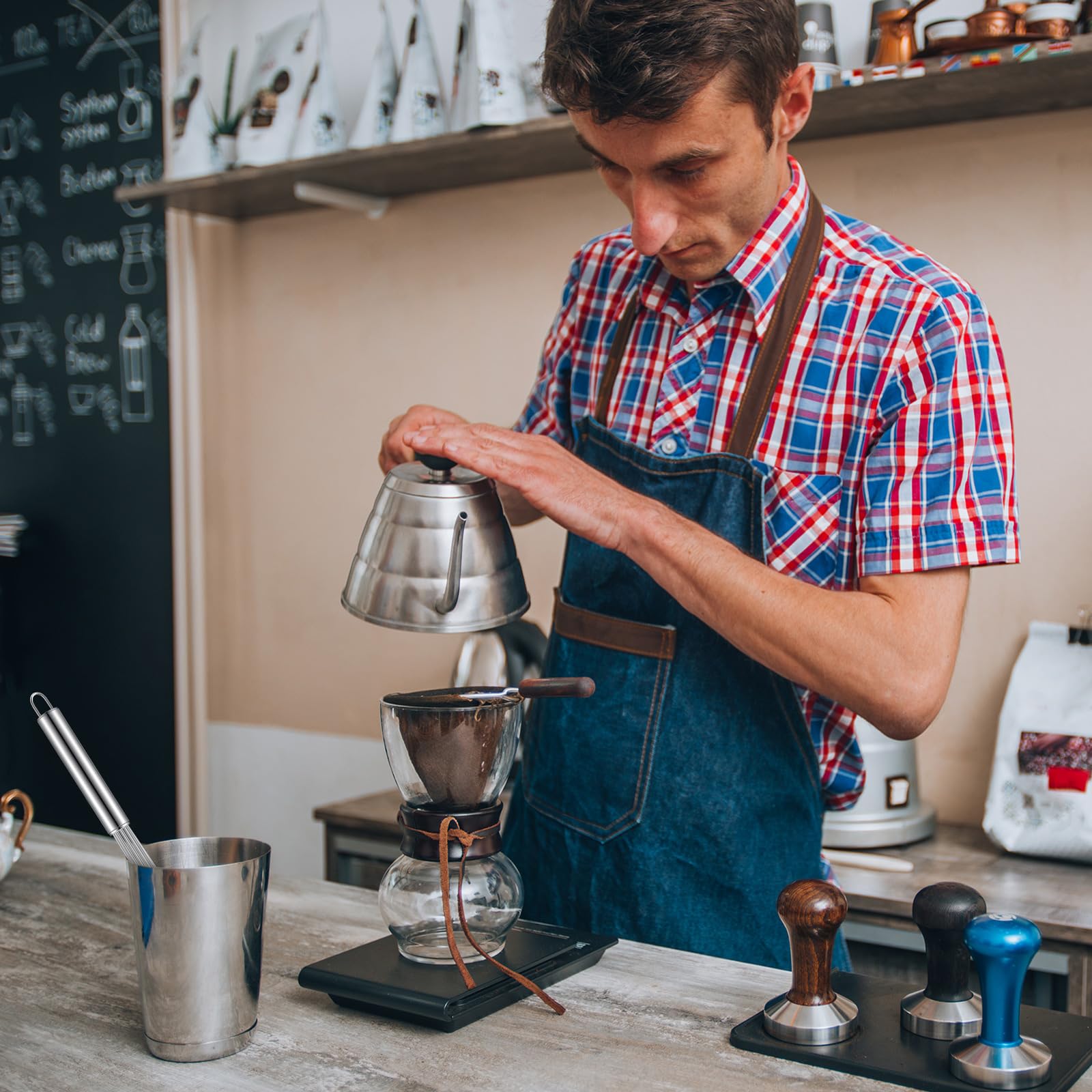 Baderke 1 batidor de café espresso de 11.5 pulgadas de largo mango barista 10 agujas de 2 mm de acero inoxidable agitador de café herramienta eficiente mezcla ahorro de tiempo reducción aglutinante