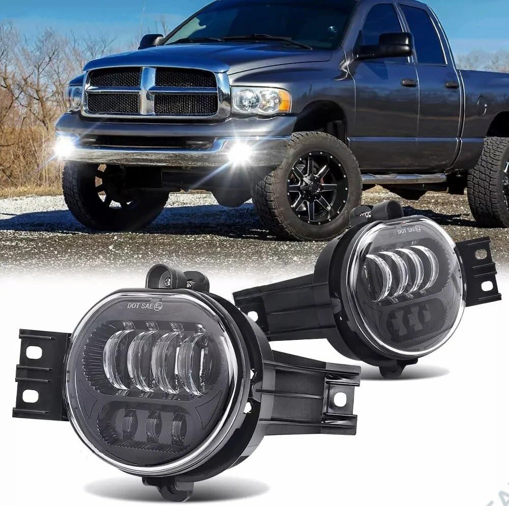 Faros Antiniebla LED Para Dodge Para Ram 1500 2002-2008 2500/3500 Para Camioneta 2003 Conjunto Luz Conducción Parachoques Luces Antiniebla Luz Niebla(A pair of Black)