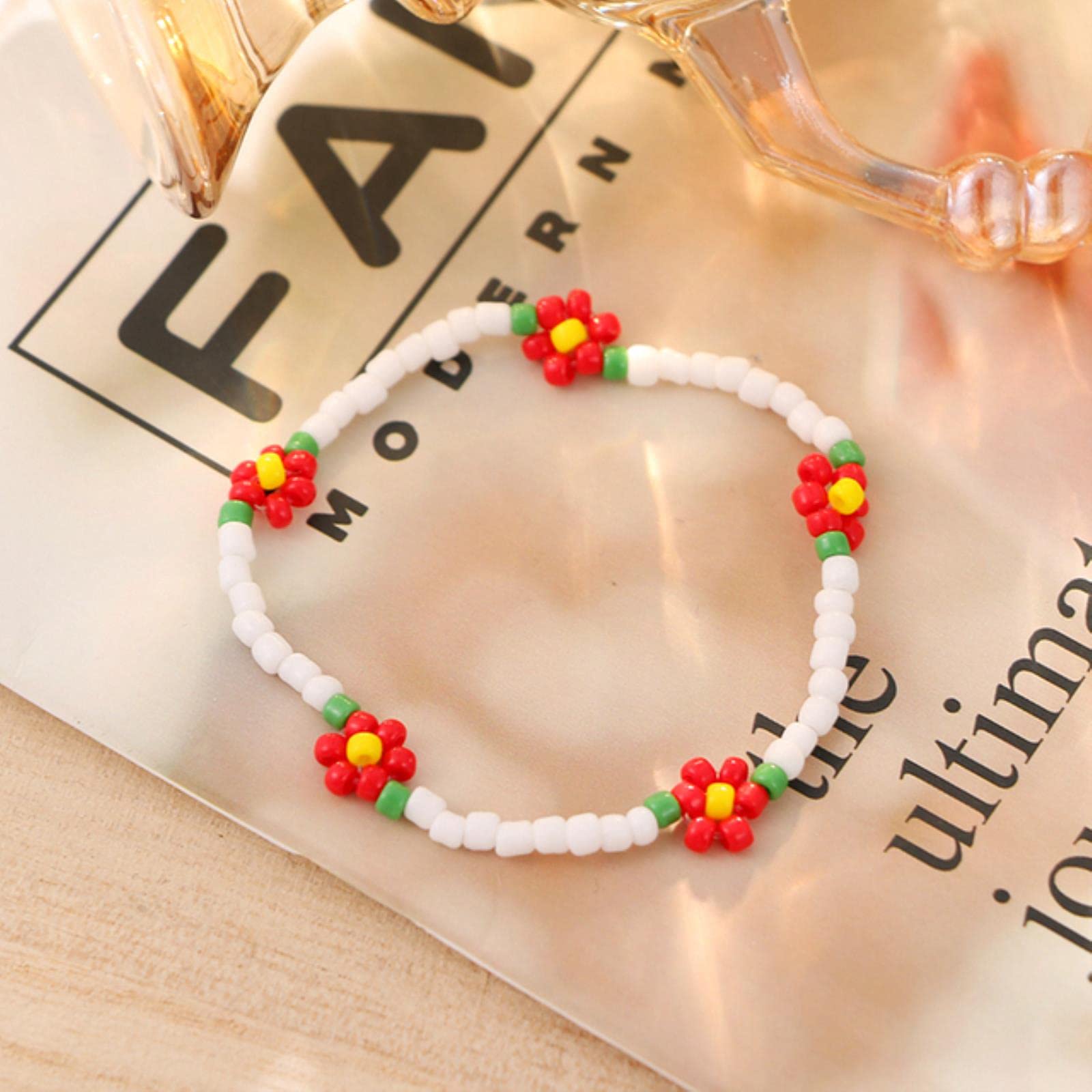 ビーズ刺繍 アンクレット 多色