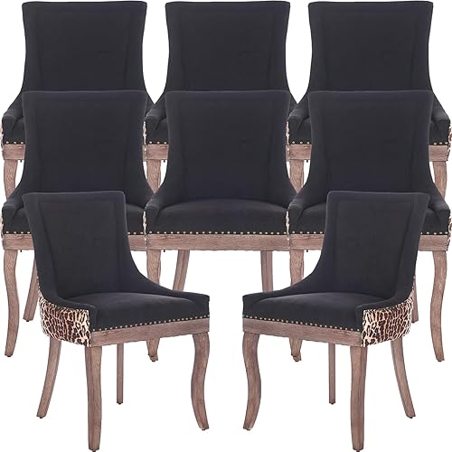 Miniatura 45 de Juego de 6 sillas de comedor, silla de cocina y comedor, sillas de comedor tapizadas en tela, sillas de comedor de madera, sillas de comedor, ribete