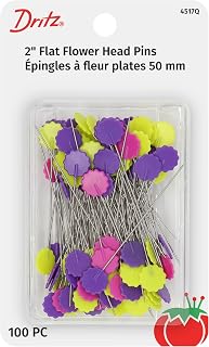 Dritz 2", 100 Count, Assorted Colors Flat Flower Straight Pins