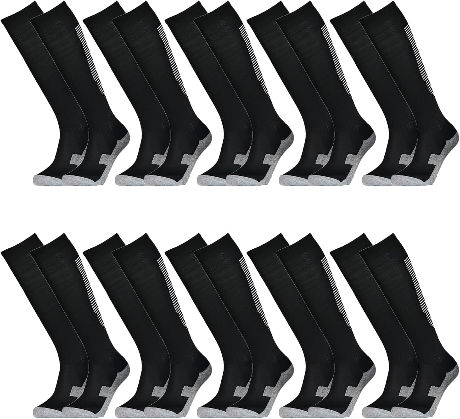 Tergy 10 Pairs Kids Soccer Socks Stretchy Knee High Tube Colorful Football Athletic Team Socks for Boys Girls