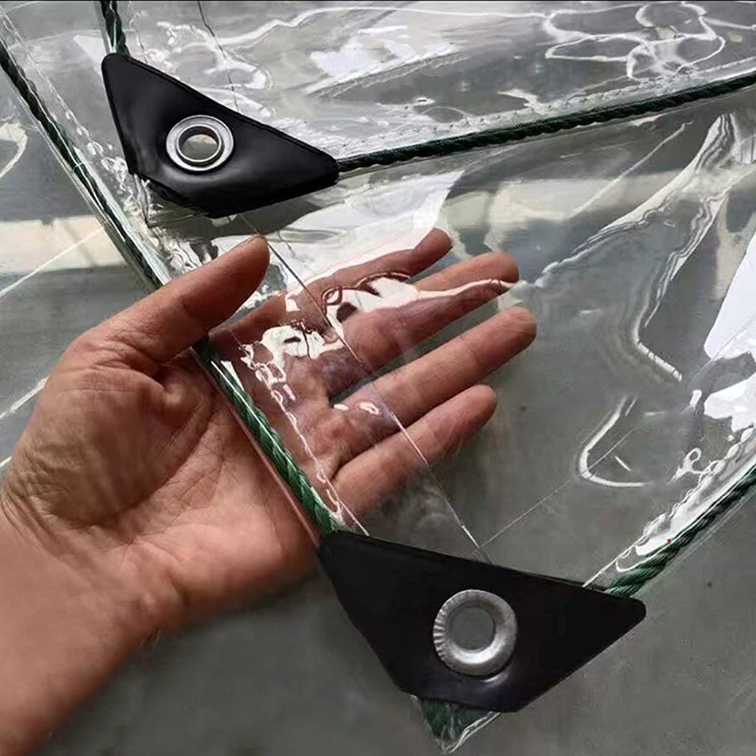 Lona transparente de PVC impermeable con ojales para toldo de jardín