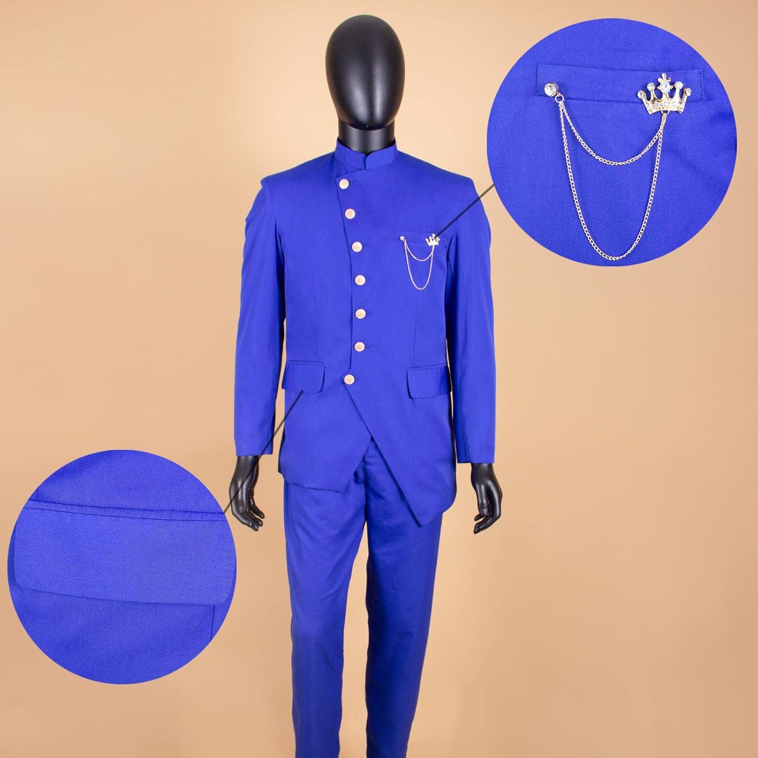 African Suit for Men Single Breasted Jacket with Kerchief and Pants 2 Piece Set Dashiki Clothes for Wedding - Image 3