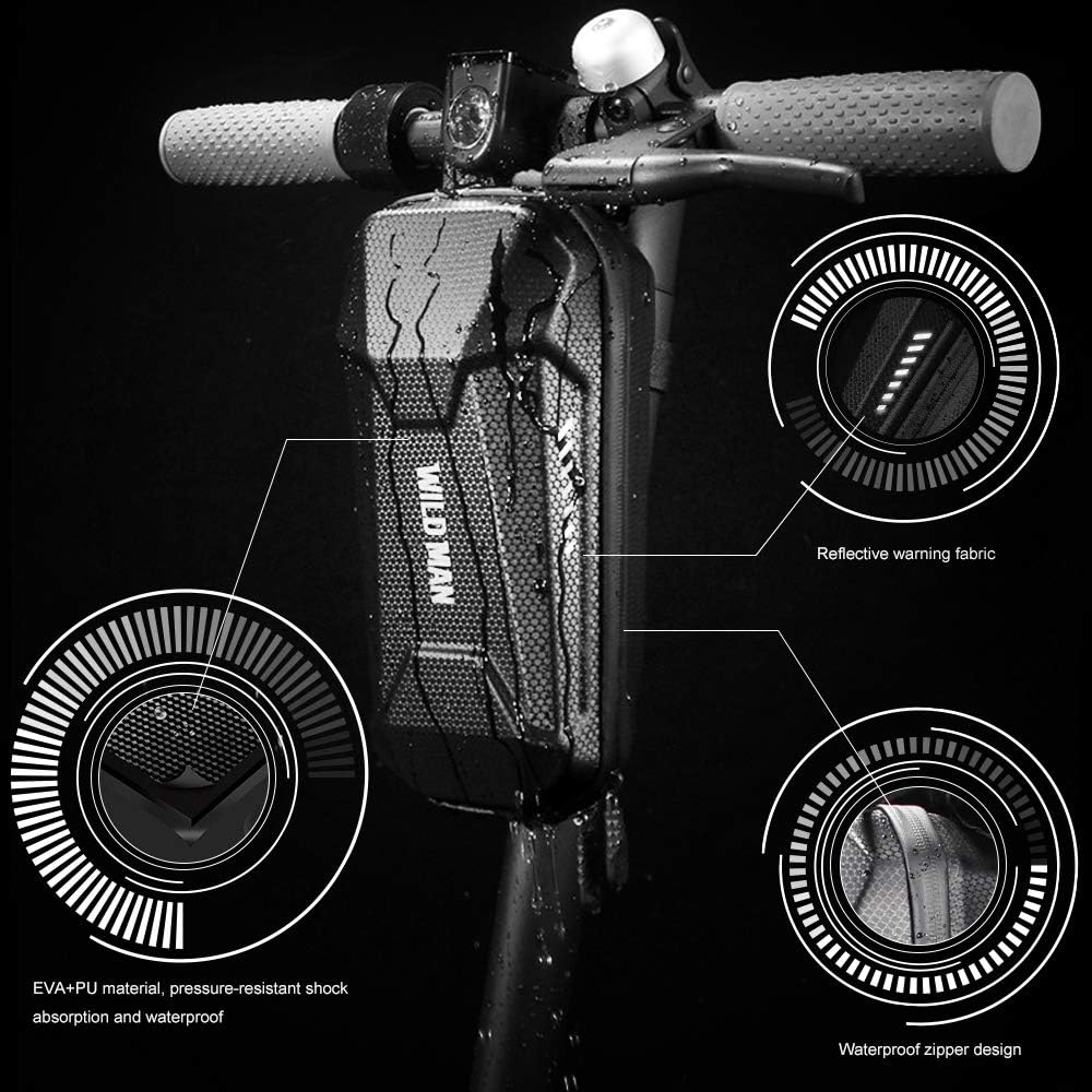 Scooter Storage Bag 2L Multi-Purpose Front Handlebar Bag | EVA Hardshell, Quick Relase & Easy Install , Scooter Pouch Bag