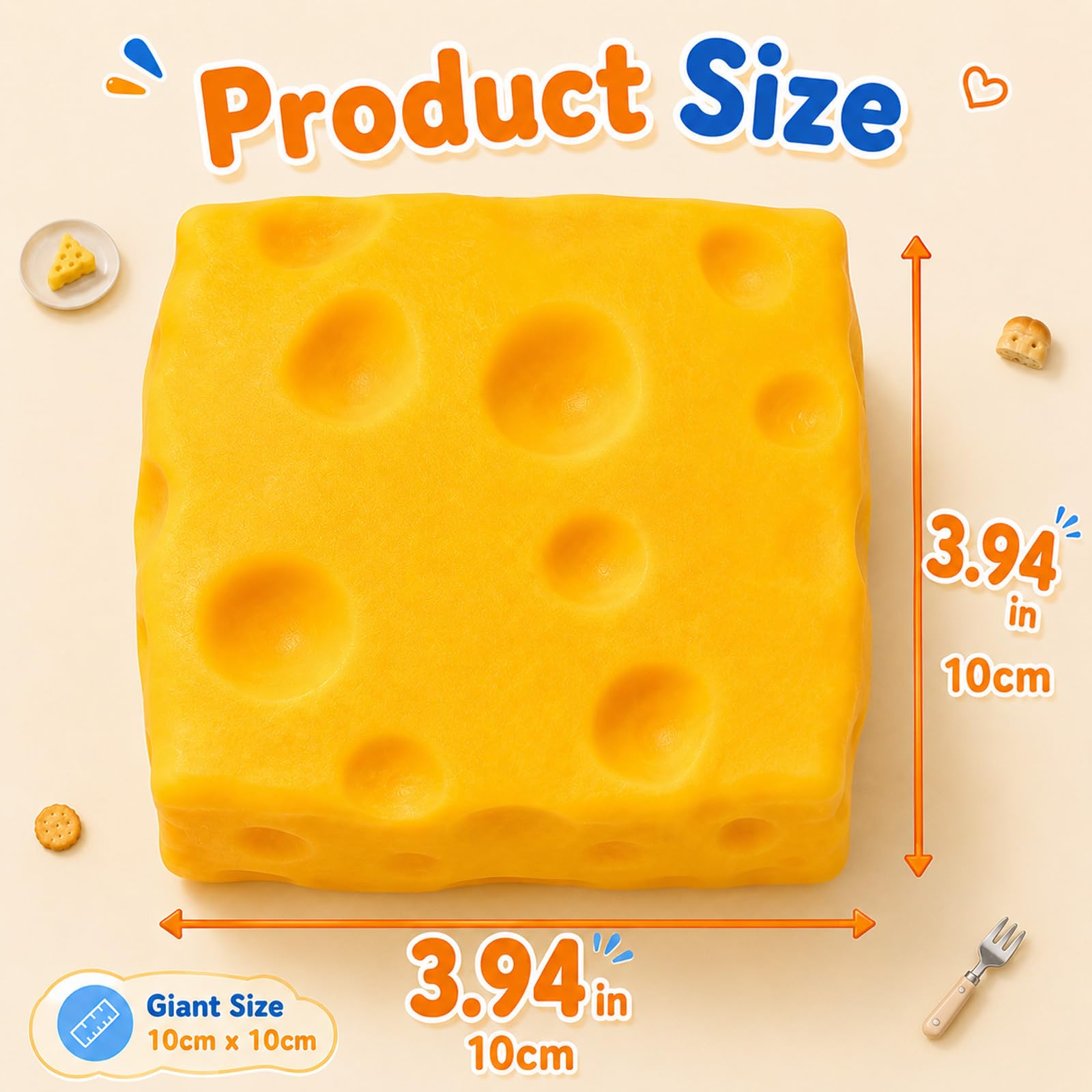 4In Jumbo Cheese Squishy,Big Slow Rising Fidget Stress Cheese Block Squeeze — Amazon image 2