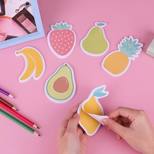Miniatura 5 de Cobee Bonitas notas adhesivas de frutas, paquete de 6 notas adhesivas de dibujos animados de frutas grandes, marcadores en forma de frutas, banderas