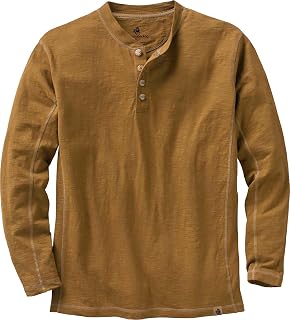 Men's Henley Shirt Long Sleeve Button Up Casual Fit Cotton/Poly Blend