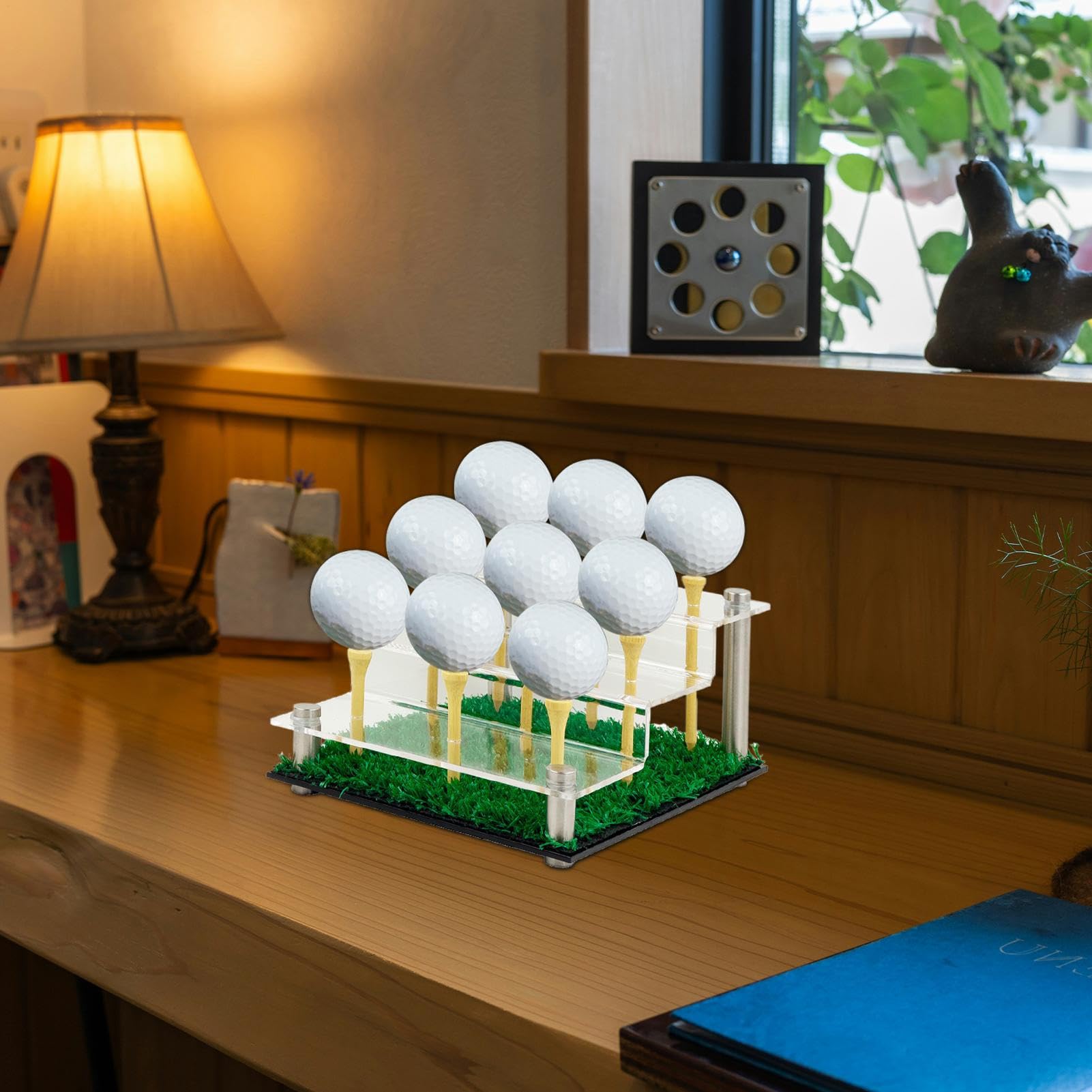 Bandeja acrílica para pelotas de golf, soporte transparente para exhibición de nueve bolas, soporte para equipos deportivos, organizador de presentación decorativo, elegante estante de colección
