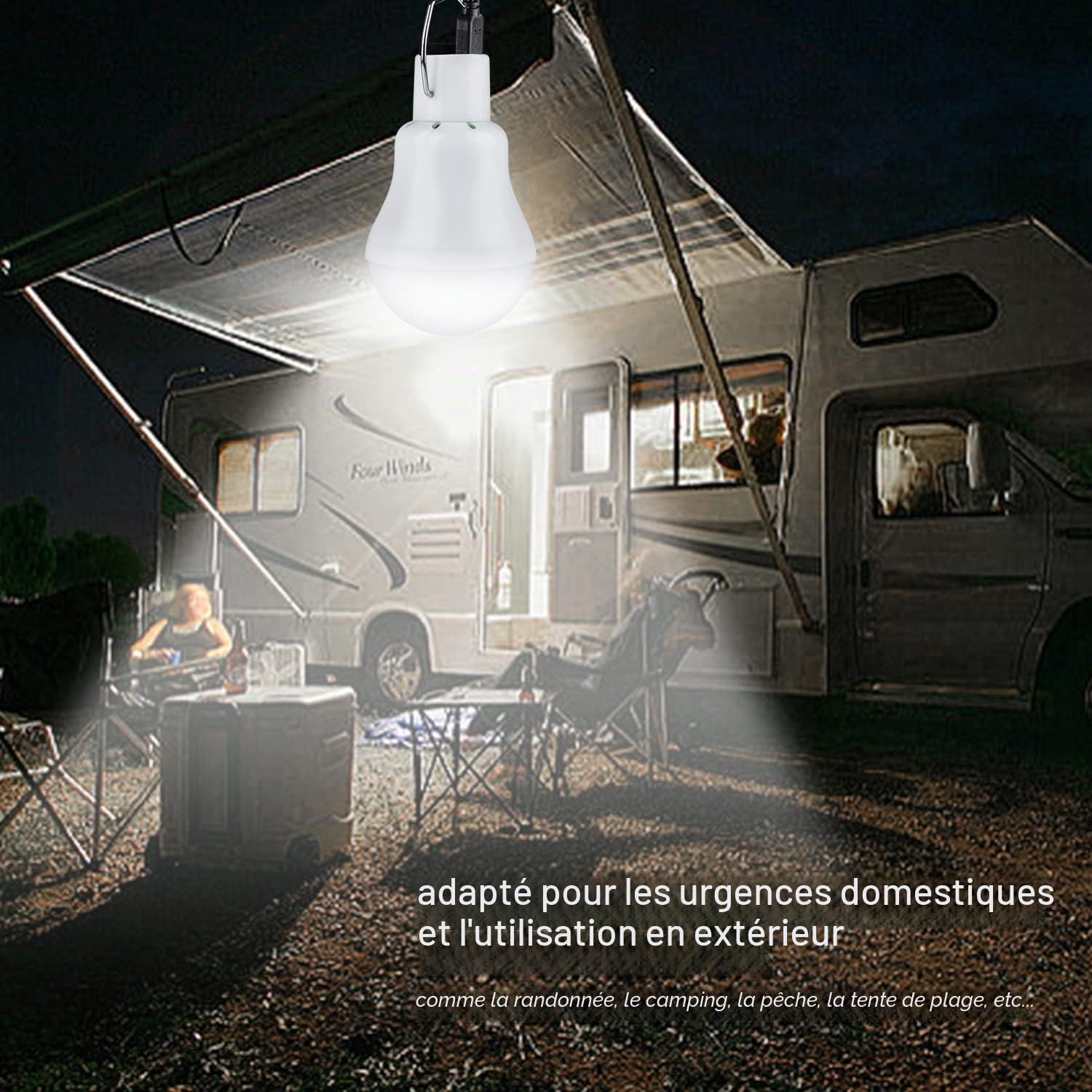 2 x Lampe Solaire Portable avec Télécommande et Capteur de Lumière Intégré,LED Lampe Urgence Solaire Ampoule à Crochet Lanterne Camping Puissante Lumiere Éclairage avec Panneau Solaire