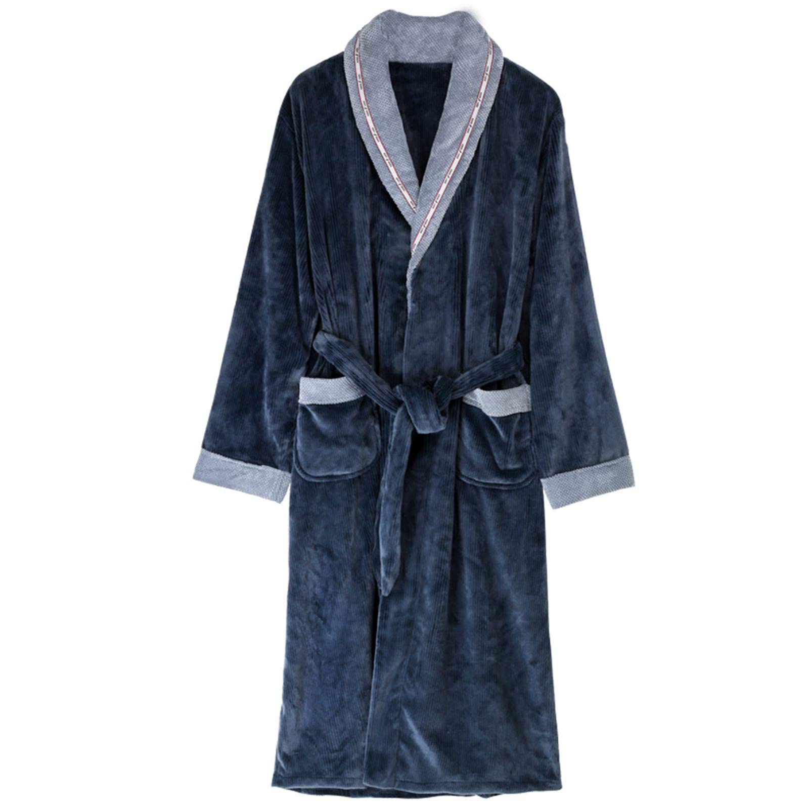 Peignoirs de pyjama pour hommes en flanelle thermique chemise de nuit longue à revers taille 1XL