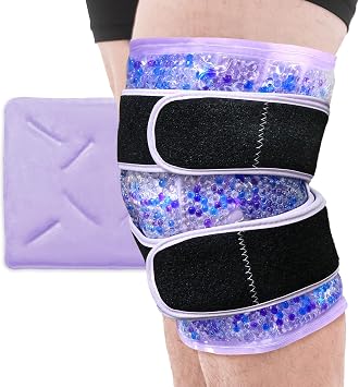 Knee Ice Pack Wrap for Pain Relief Reusable Gel Ice Wrap for Leg Injuries Swelling Knee Replacement Post-Surgery Recovery Adjustable Cold Compression Therapy Wrap for Arthritis