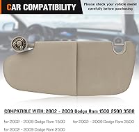 Vista 2 de AEagle Parasol de plástico simple para Dodge Ram 1500, 2500, 3500, 2002-2009, lado izquierdo del conductor, beige, sin luz