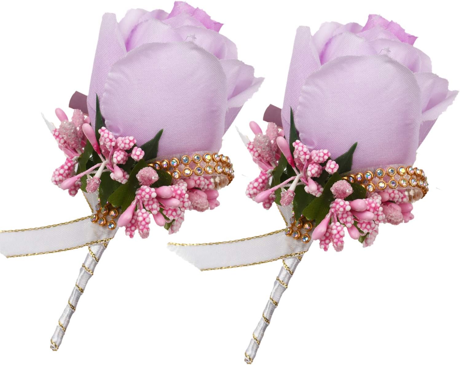 DearHouse 2Pcs Boutonniere Buttonholes Groom Groomsman Best