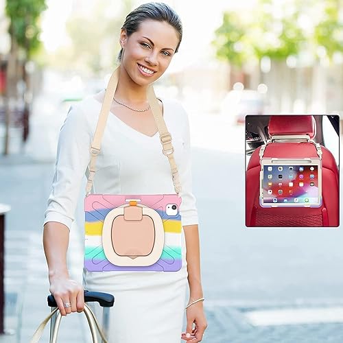 Vista 12 de Funda para iPad (A16) de 11 pulgadas 2025, Aslo para iPad 10 de 10.9 pulgadas 2022, funda resistente a prueba de golpes, soporte giratorio, soporte