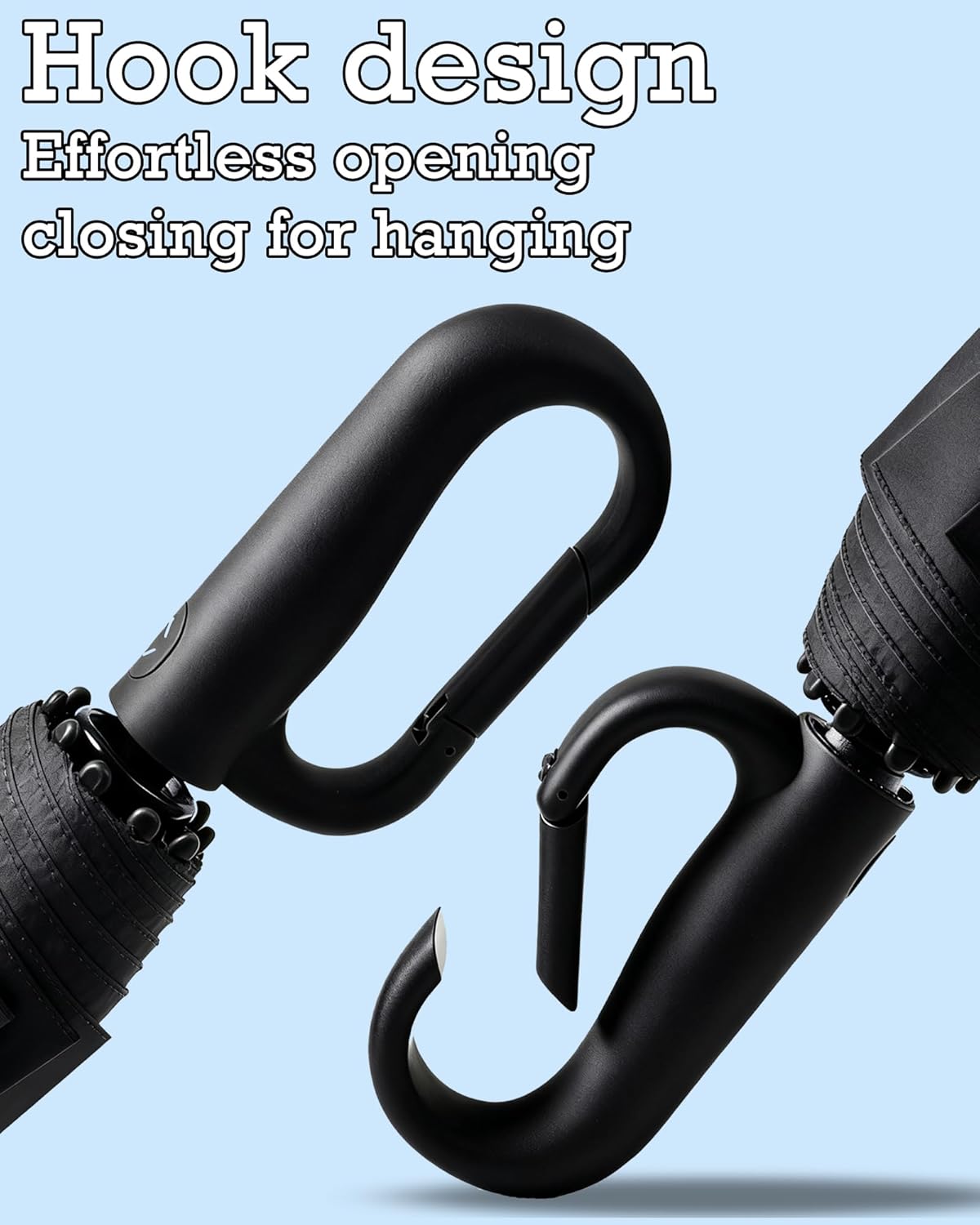 10-Shaft & 50-Rib Reinforced Windproof Umbrella, Automatic Open/Close with Carabiner Handle, Heavy-Duty Storm Resistant Umbrella for Rain and Wind, Compact Travel - Image 3