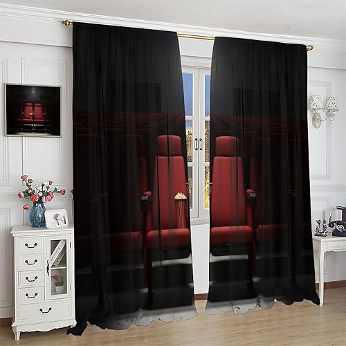 Miniatura 117 de Cortinas opacas para cine en casa, diseño retro moderno, tiras de película de palomitas de maíz para cámara de película, bolsillo para barra,