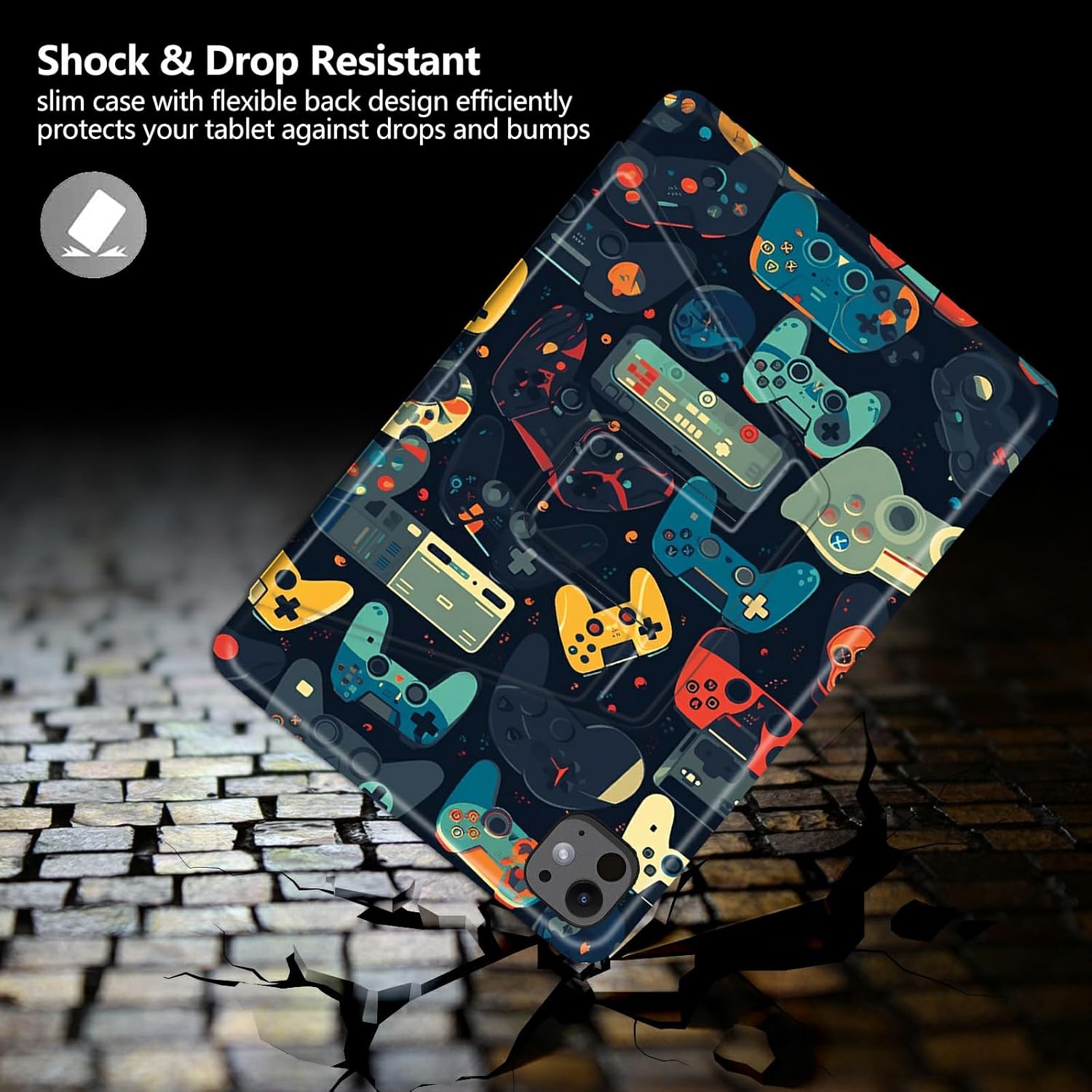 Gaming Controllersca Pattern Case for iPad Pro 13 Inch Case M4(2024),BFDHGQZC 360 Degree Rotating Stand Protective Cover with Auto Sleep/Wake for iPad Pro 13 Inch 2024