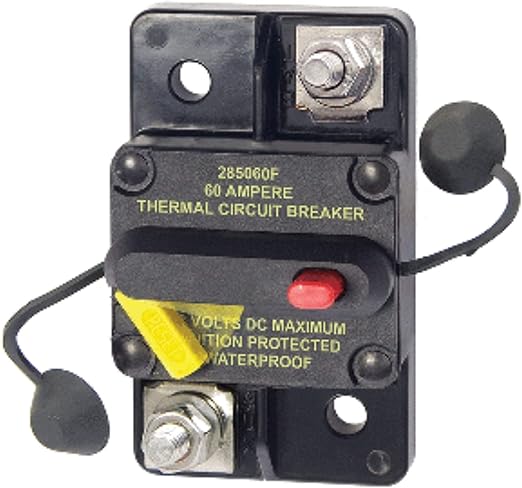 3" Black Functional Blue Sea 7184 60 Amp Circuit Breaker Surface Mount 285 Series