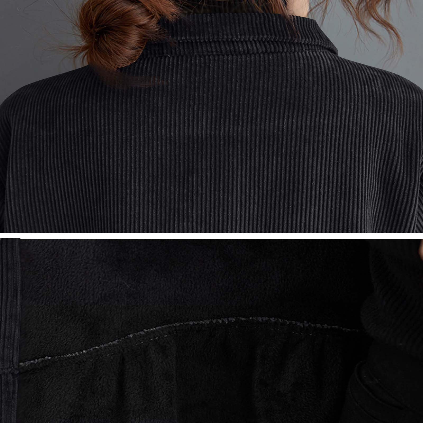 Chaqueta larga de pana para mujer, gabardina de forro polar, cálida y resistente al viento, camisa de vestir con vuelo, ropa de abrigo vintage, elegante abrigo casual suelto con bolsillos, abrigo de