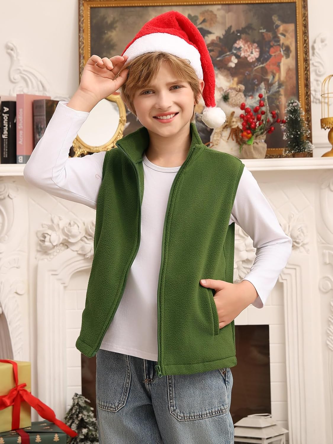 Haloumoning Boys Polar Fleece Vest Kids Full-Zip Lightweight Sleeveless Jacket Fall Winter Warm Outwear 5-14 Years - Image 6