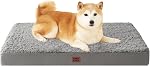 EHEYCIGA Grand lit de chien, lits de chien orthopédiques pour les grands chiens, matelas de grand chien lavable avec couverture amovible et fond antidérapant, lit d'animal avec mousse, beige