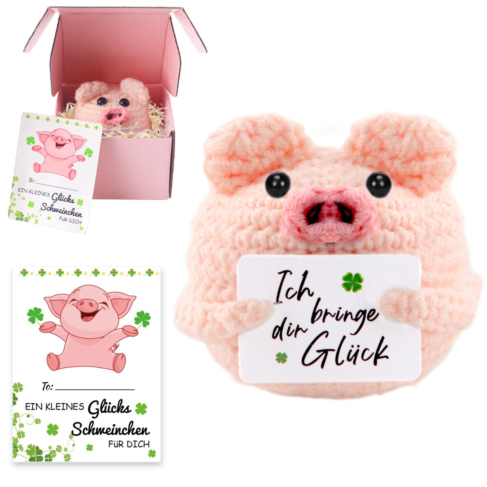 Audasi Pocket Hug Lucky Pigs, Positive Gifts, Mini Pig Doll and Small Hug Lucky Charm Upgrade Packaging with Gift Box