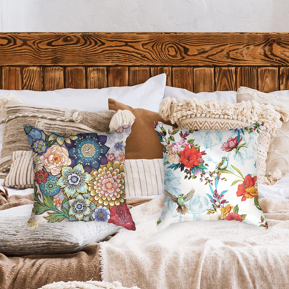 Ulticool, Cushion Cover, Flowers Nature Art, Set of 2 Designs, 45 cm x 45 cm, Decorative Cushion without Filling - Image 2